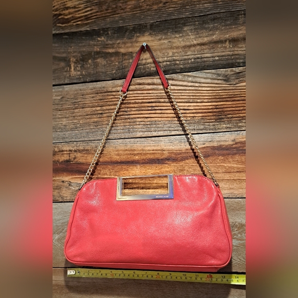 Michael Kors Red Leather & Gold Clutch Bag *Pre-Owned, light use* - Picture 9 of 11
